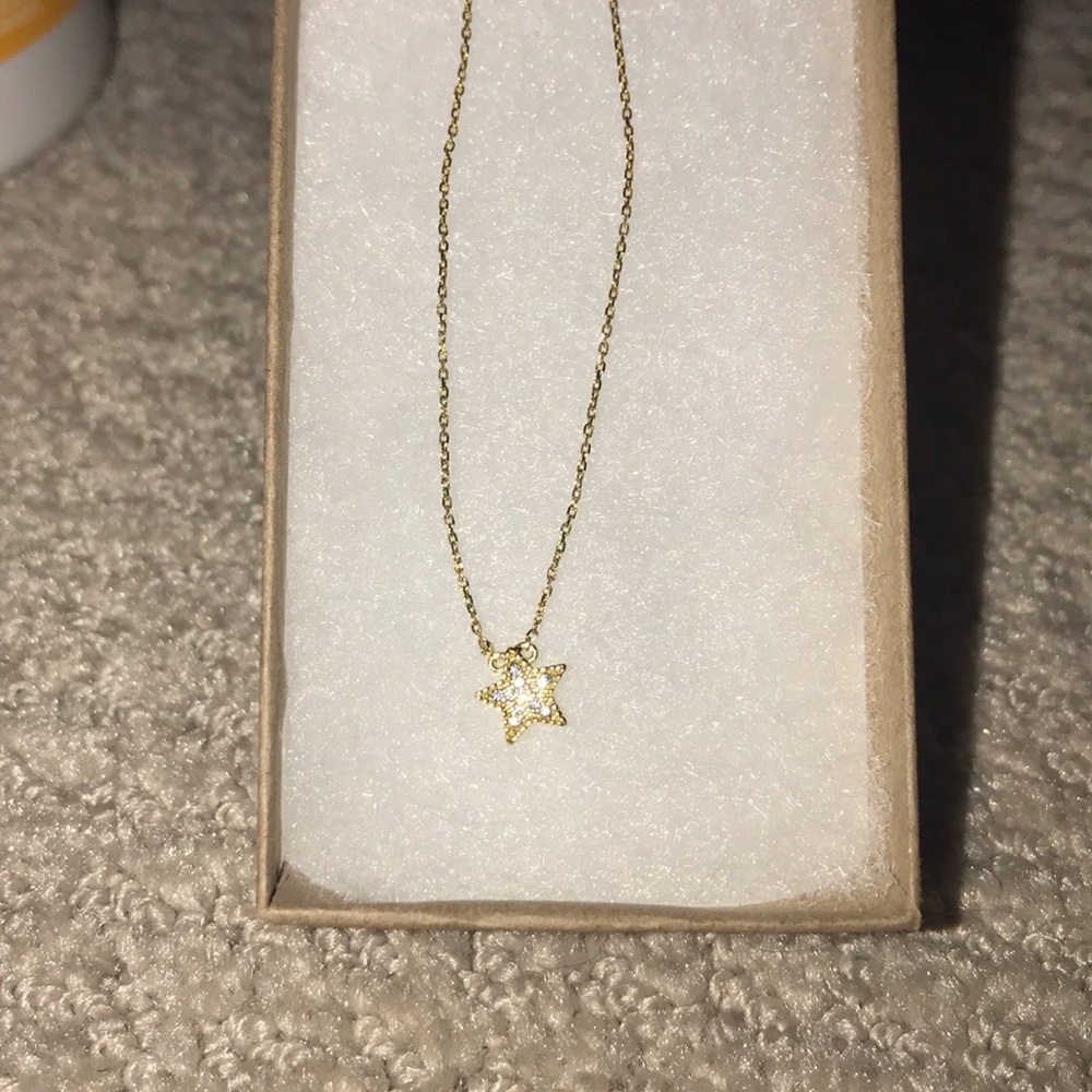 Pave star Necklace and Earrings set - Picture 3 of 7